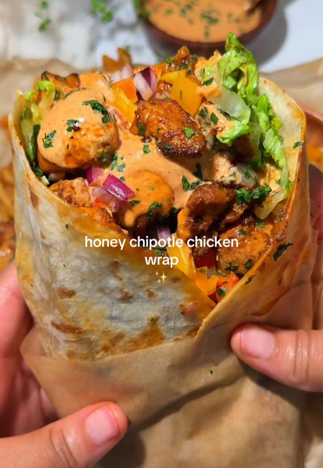 Honey chipotle chicken wraps - Step by step recipe instruction