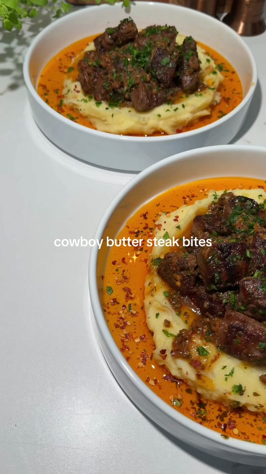 Cowboy butter steak bites