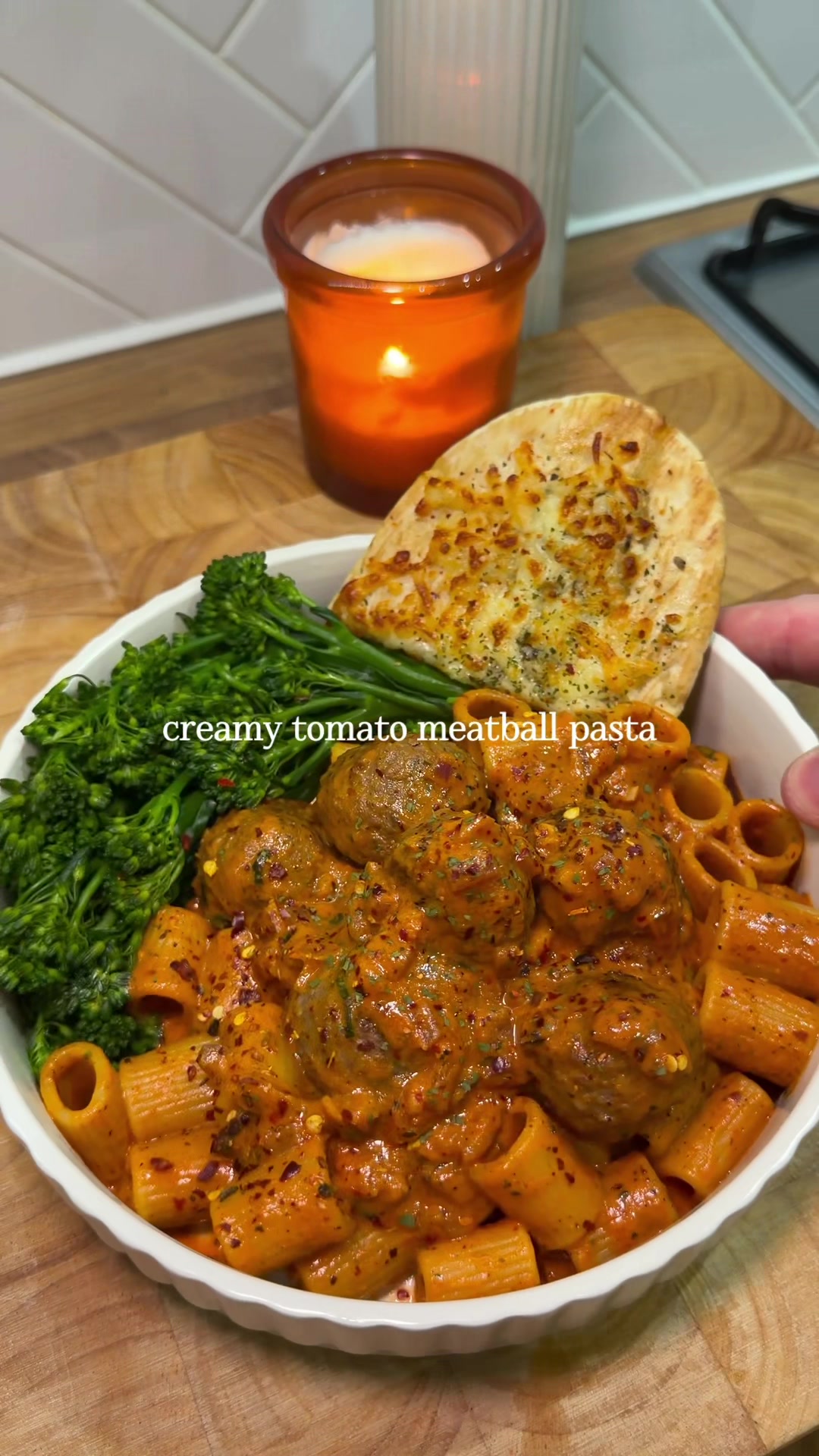 Creamy Tomato Meatball Pasta - Step by step recipe instruction